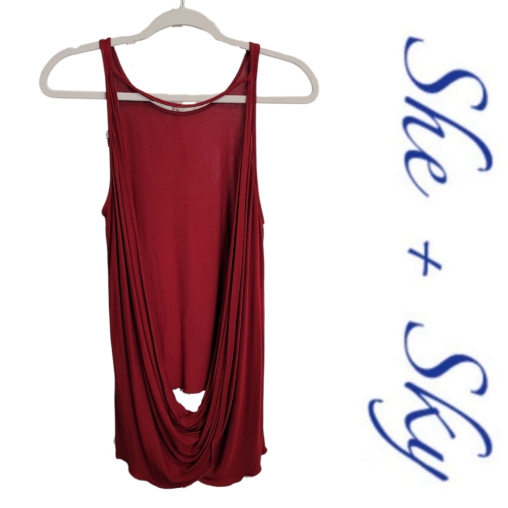 She + Sky High Neck Open Back Tank Top